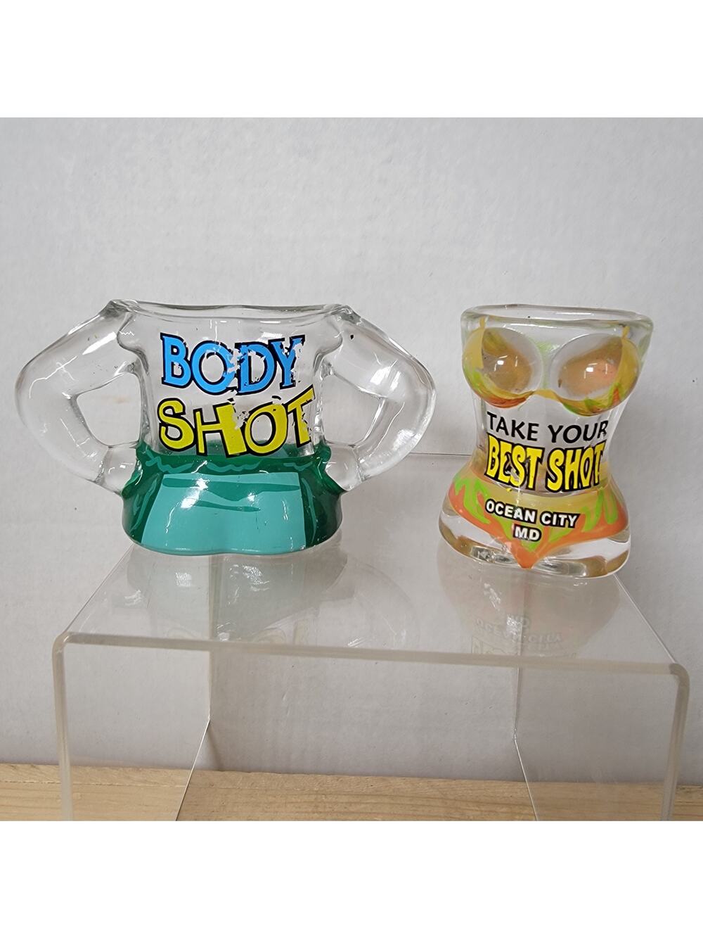 Set of 2 Ocean City MD Shot Glasses: Male / Female Beach Bodies